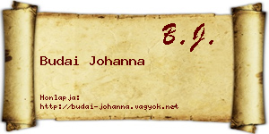 Budai Johanna névjegykártya
